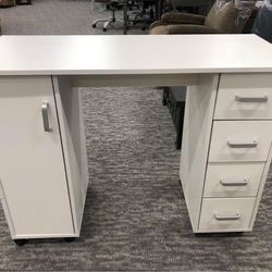 Home Office Computer Desk, Table with Drawers Color: White Size:  41.73’’L 17.72'' W 31.5'' H Computer Desk,Table,White MDF Board,Drawer With Wheels