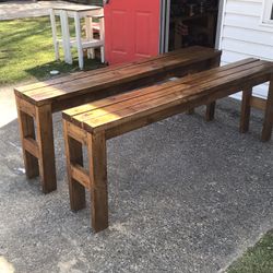 2 6ft Golden Oak Stain Benches (inside Or Outside 