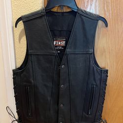 Naked Leather Cowhide Black Motorcycle Vest 