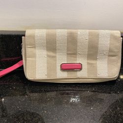 Victoria’s Secret Striped Clutch Wristlet Hot Pink Lining