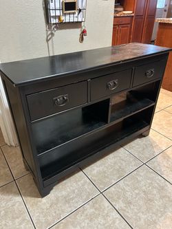 Black Wood Console Table with Drawers