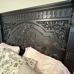 Black Bed Frame Size Queen With Two White Nightstands .NEED GONE ASAP 