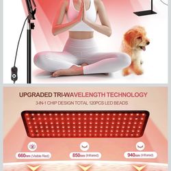 Morfone Red Light Therapy for Body Face - Tri-Wavelength (660nm, 850nm, 940nm) LED Infrared Light Therapy Lamp Panel with Adjustable Stand, Protective