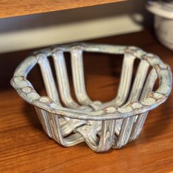 vintage handmade woven ceramic basket