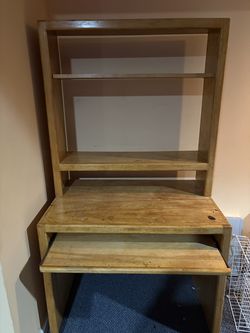 Wooden Computer Desk with Hutch