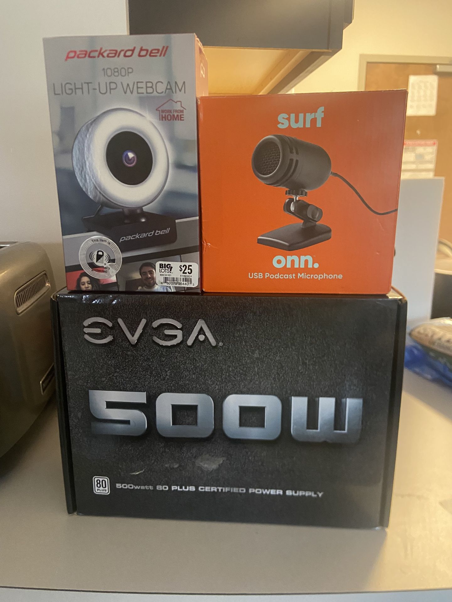 Computer Webcam, Microphone, And Power Supply