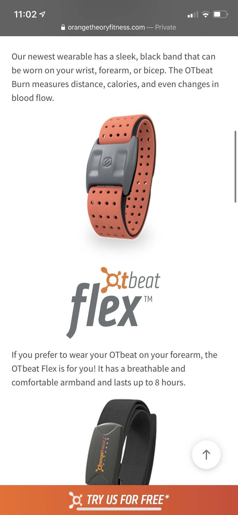 Orange theory fitness heart rate monitor, workout tracking device