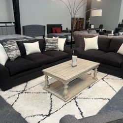 2-piece Black Sofa And Loveseat Set American Made Custom Sofa Set 