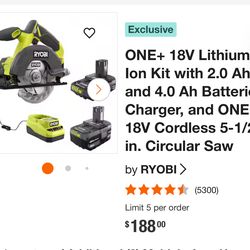 Ryobi circular saw used once with battery and charger! BEST OFFER