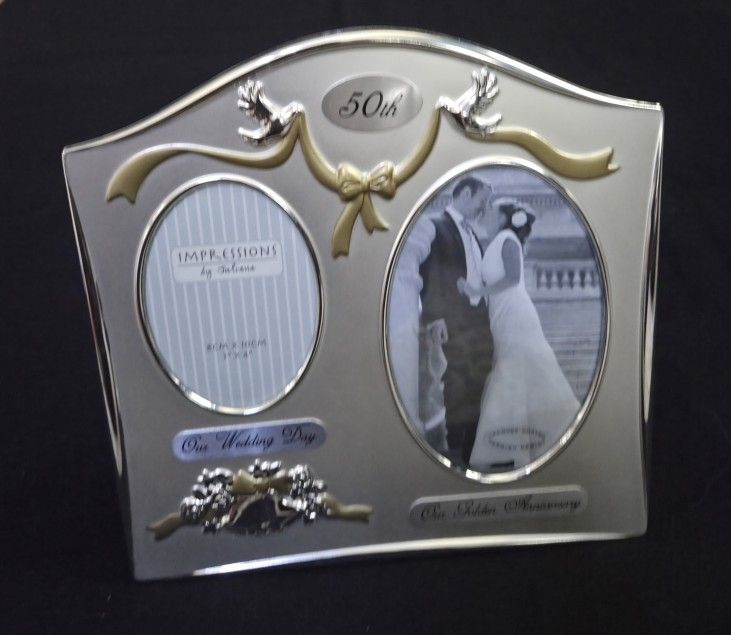 Juliana Two Tone Silver Plated Wedding 50th Anniversary Photo Frame NEW