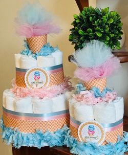 TWO SCOOPS ARE BETTER THAN ONE ice cream summer baby shower diaper cakes gifts