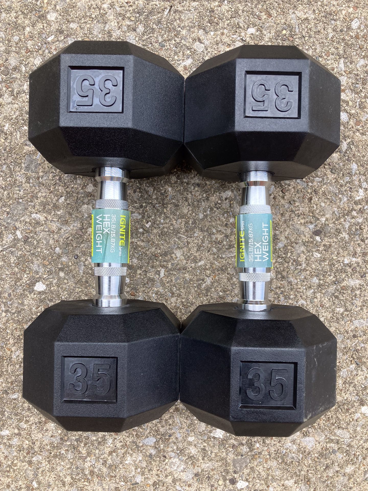 35 lb dumbbells dumbbell set x2 70 lbs total Rubber Hex weights weight 35lb 35lbs 70lb 70lbs pair pounds pound NEW