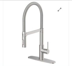 New Origin 21 Cayson Stainless 1-handle Deck-mount Pull-down Handle Kitchen Faucet. Others Avail. Look At My Ads. Box is damaged!!
