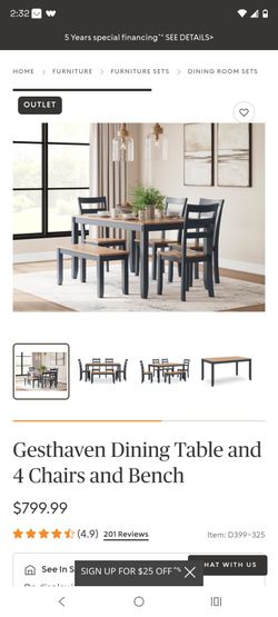 Gesthaven Dining Table, 4 Chairs and Bench