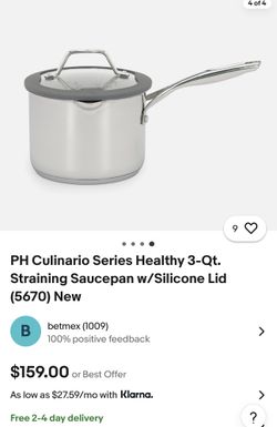 Princess House 3qt Healthy Sauce Pan With Silicone lid Strainer