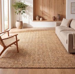 JONATHAN Y Espina Hand Woven Herringbone Chunky Jute Natural Indoor Area Rug, 6x9, Bohemian, Cottage, Easy-Cleaning for Living Room, Bedroom, Kitchen,