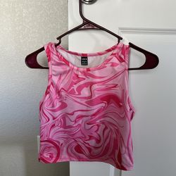 Pink Swirl Marble Crop Top