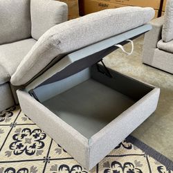 Brand New Washable Cloud Storage Ottoman – Gray/Dark Gray/Green – Only $149