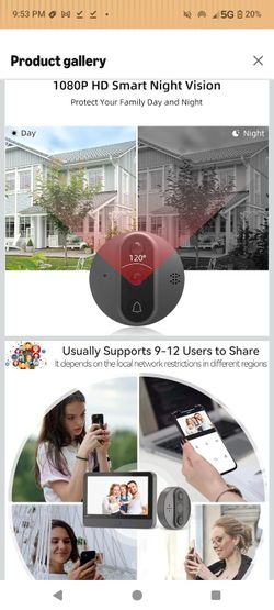 Chair tone Wi-Fi smart digital peephole doorbell camera
