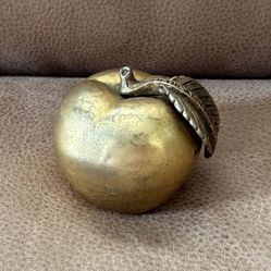 Gilt Bronze Apple Paper Weight Vintage Bronze/Gold “To The Apple Of My Eye”
