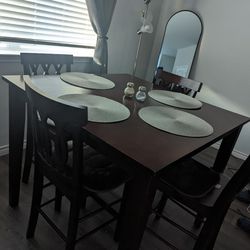 Brown Wood Dining Table And Chairs 