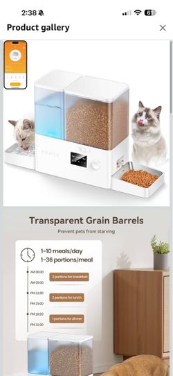 ROJECO 2 In 1 Pet Automatic Feeder & Gravity Water Fountain