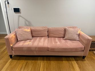 Custom 7’6” Light Pink Velvet Sofa – Like New Condition