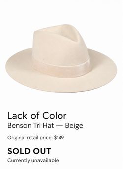 Lack of Color Benson Tri Hat – Beige – Medium / 57 cm