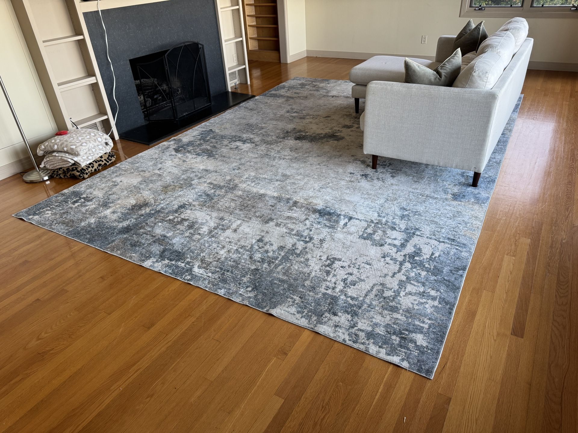 Large Area Rug - Non-slip - Blue Grey - 10’ x 14’