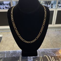 7.8mm Figaro 14k Chain 22.8g 24”