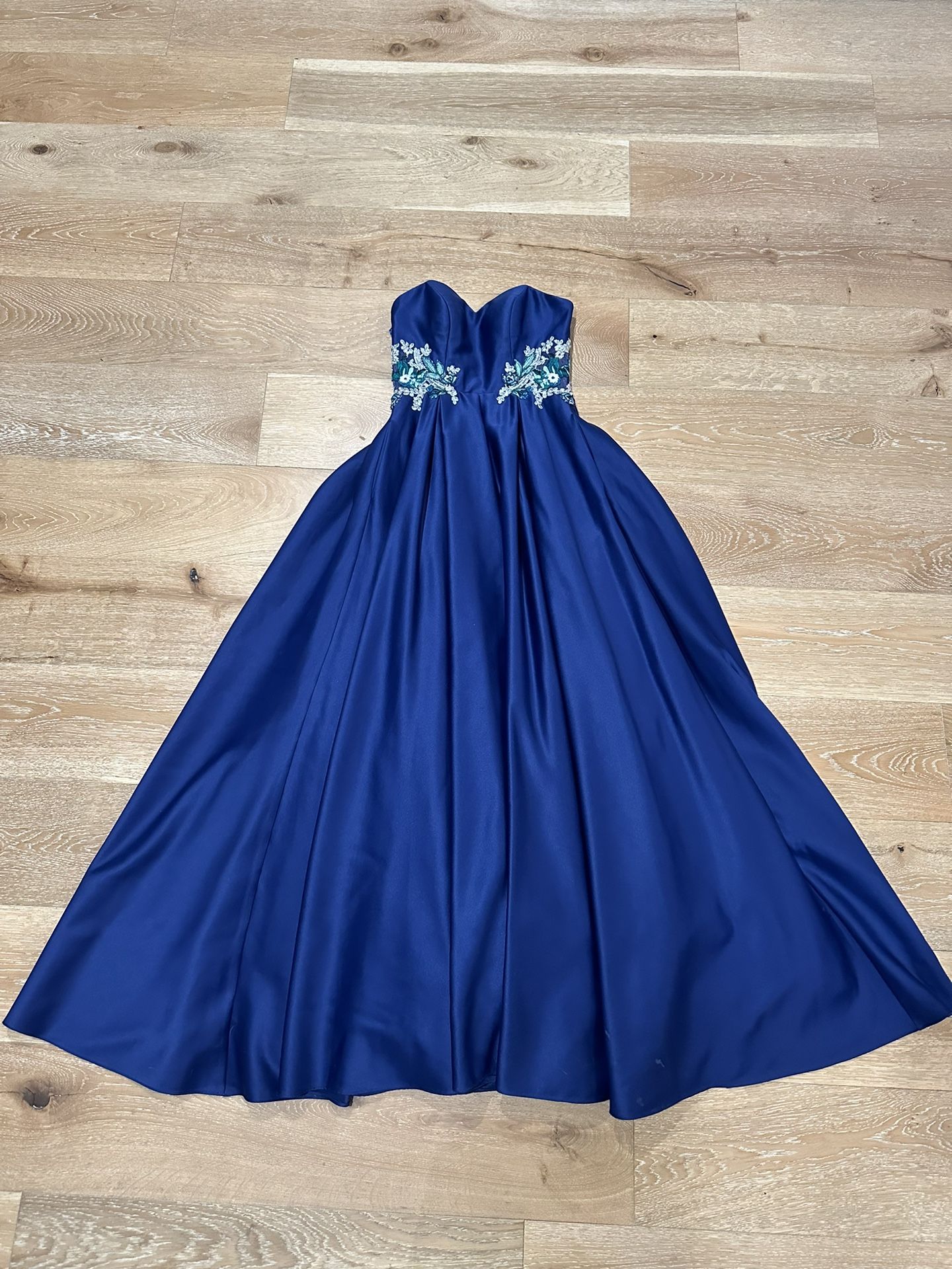 Blue Blondie Lite Strapless Prom Dress Sequin Side Size 1 