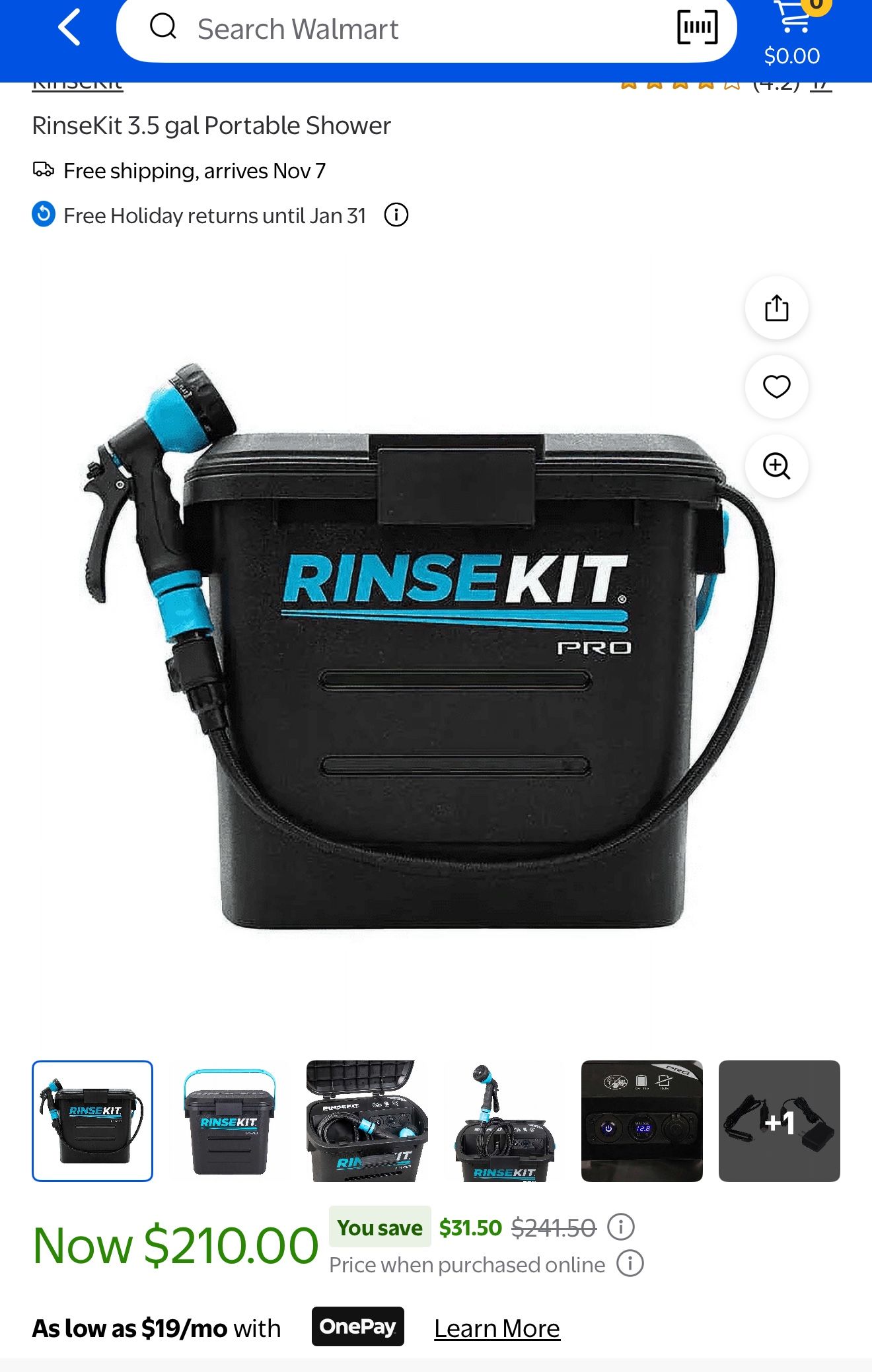 Portable Shower Rinse Kit New 