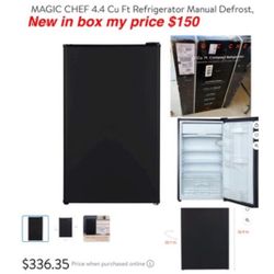 New MAGIC CHEF 4.4 Cu Ft Refrigerator Manual Defrost, E-Star $150 cash only East Palmdale 