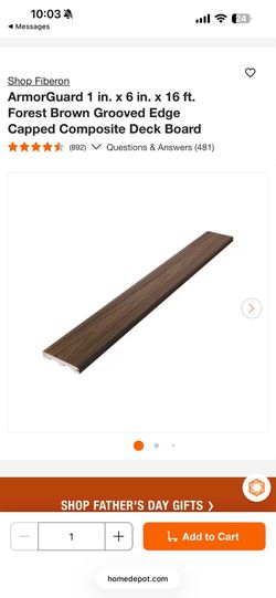 ArmorGuard 1 in. x 6 in. x 16 ft. Forest Brown Grooved Edge Capped Composite Deck Board