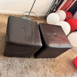 Two Leather Ottomans