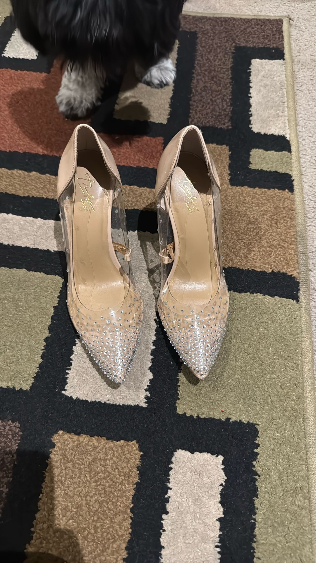 Nude Heels with Rhinestones, about 4 inch Heel