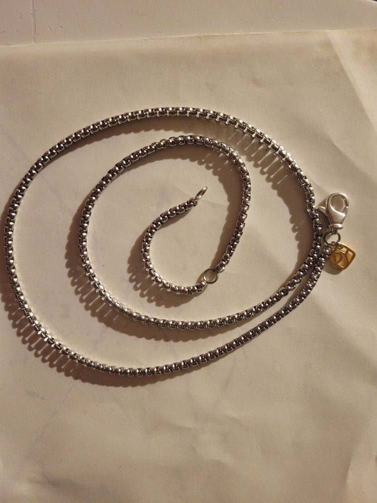 2.7mm David Yurman Box Chain Necklace Adjustable 18-20" Long 14K GOLD TAG