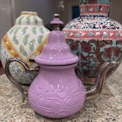 Silver and Lavender Boho Teapot