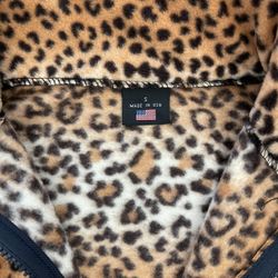 Ladies Cheetah Print Faux Fur Zip Up Jacket in Small!
