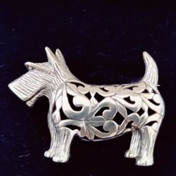 Women's Solid 925 Silver Scottish Terrier Pin