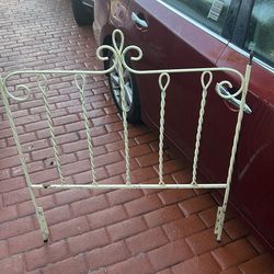 2 single old iron headboards