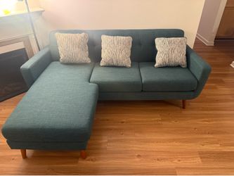 Teal Couch, with moveable foot rest