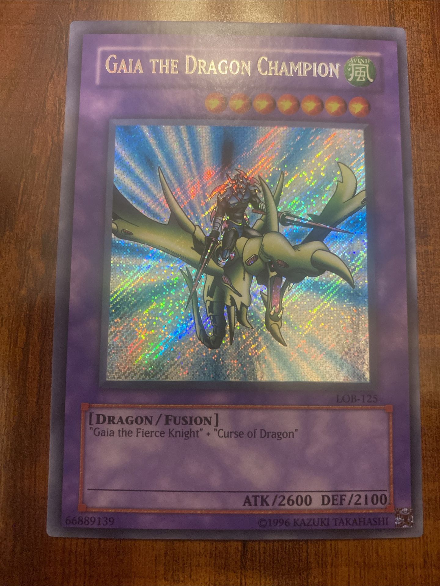 Yugioh Gaia The Dragon Champion LOB-125 Secret Rare Holo Unlimited LP/NM