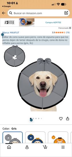 Collar de cono suave para perro, cono de espuma para que los perros dejen de lamer después de la cirugía, cono de dona no inflable para perros (gris, 