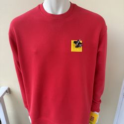 NWT Mens Sz L “LEVIS x LEGO” *6x6 WEARABLE BASEPLATE* Relaxed Red Crew Sweatshirt