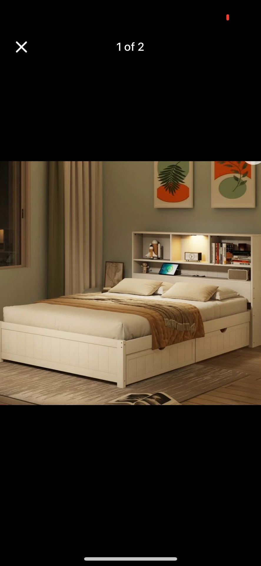White Bed Frame with Storage