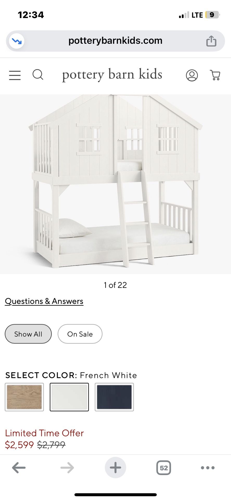 Pottery Barn Tree House Twin-Over-Twin Bunk Bed