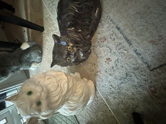 Pair Of Beautiful cat Porcelain statues 