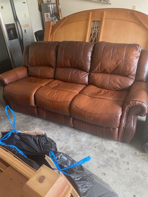 Genuine Leather Sofa ( Brown/Recliner ) 2Pc.