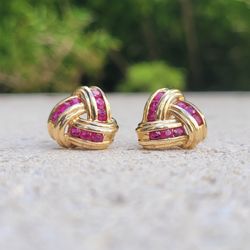 14K Gold Ruby Earrings (Jewelry Box Included)